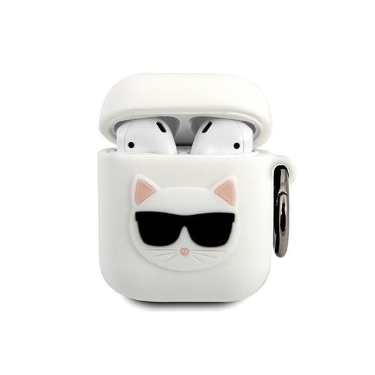 Etui Karl Lagerfeld KLACA2SILCHWH Apple AirPods cover biały/white Silicone Choupette Karl Lagerfeld