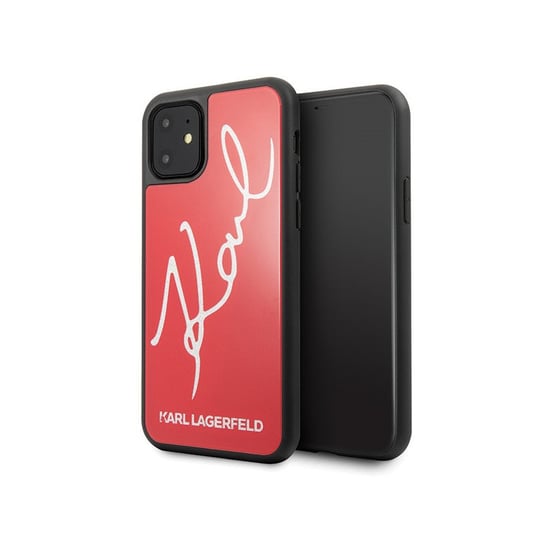Etui Karl Lagerfeld KLHCN61DLKSRE Apple iPhone 11 czerwony/red hard case Signature Glitter Karl Lagerfeld