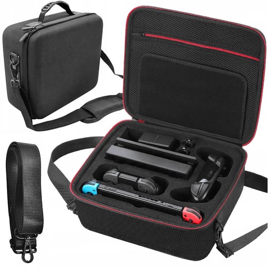 Etui kuferek walizka torba do Nintendo Switch OLED akcesoria 21 gier Alogy Wodoodporne z paskiem Czarny Alogy