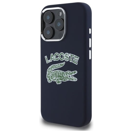 Etui Lacoste do iPhone 16 Pro 6.3"  granatowy/marine hardcase Silicone Cracked Logo MagSafe Lacoste