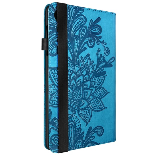 Etui Lenovo Tab M8 Gen 4, portfel i elastyczne zamkniecie, niebieskie z kwiatowym wzorem Avizar