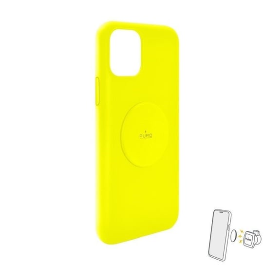 Etui magnetyczne na iPhone 11 PURO ICON+ Cover, fluo żółty Puro