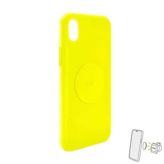 Etui magnetyczne na iPhone XR PURO ICON+ Cover, fluo żółty Puro