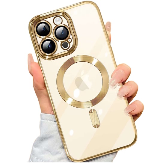 Etui MagSafe Case do Apple iPhone 14 Pro Alogy Glamour Luxury Ring obudowa Złoto-przezroczyste + Szkło Alogy