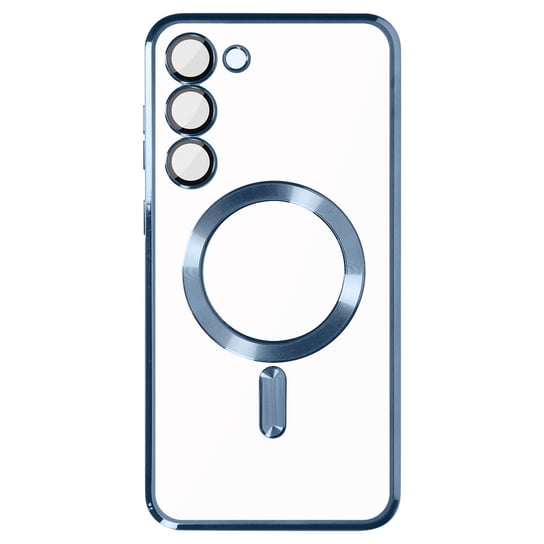 Etui MagSafe Samsung S23, ochrona aparatu, przezroczysty tyl Niebieski kontur Avizar