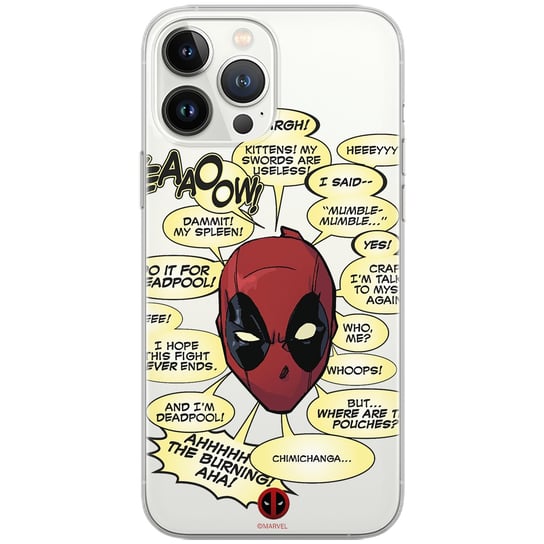 Etui Marvel dedykowane do Iphone 12 Mini, wzór: Deadpool 008 Etui częściowo przeźroczyste, oryginalne i oficjalnie licencjonowane Marvel