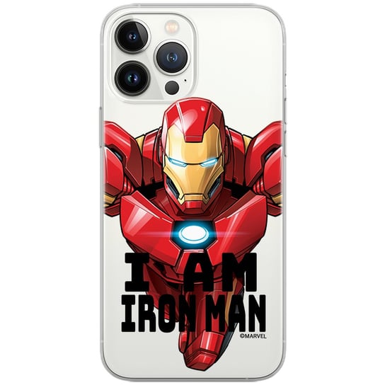 Etui Marvel dedykowane do Iphone 13, wzór: Iron Man 029 Etui częściowo przeźroczyste, oryginalne i oficjalnie licencjonowane Marvel