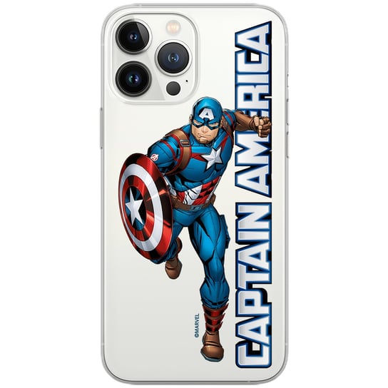 Etui Marvel dedykowane do Iphone 13, wzór: Kapitan Ameryka 030 Etui częściowo przeźroczyste, oryginalne i oficjalnie licencjonowane Marvel