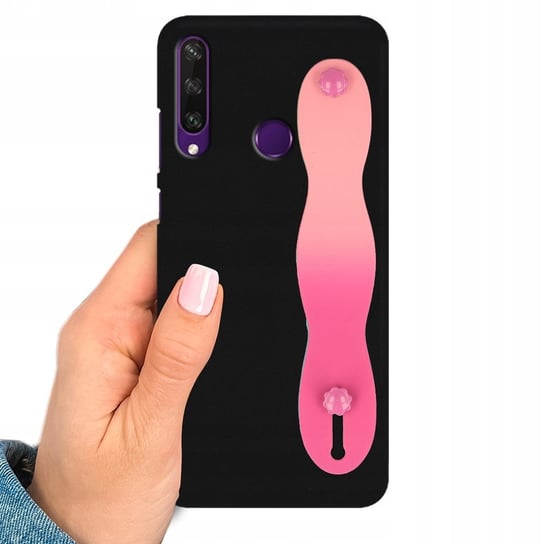 Etui MATOWE CZARNE do HUAWEI Y6P z PASKIEM OMBRE RÓŻOWY Smooth Uchwyt Funnycase