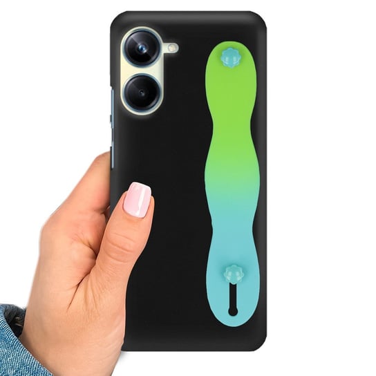 Etui MATOWE CZARNE do REALME 10 PRO 5G z PASKIEM OMBRE ZIELONY Uchwyt Funnycase