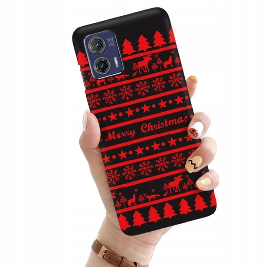 Etui Matowe CZARNY MOTOROLA G73 Zimowe Świąteczne Mikołaj Zima Wiele Wzorów Funnycase