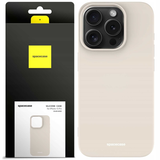 Etui matowe silikonowe plecki Silicone Case Spacecase do Iphone 15 Pro Bone Spacecase