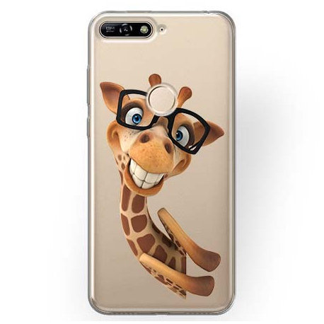 Etui na Huawei Y7 Prime 2018, Wesoła żyrafa w okularach EtuiStudio
