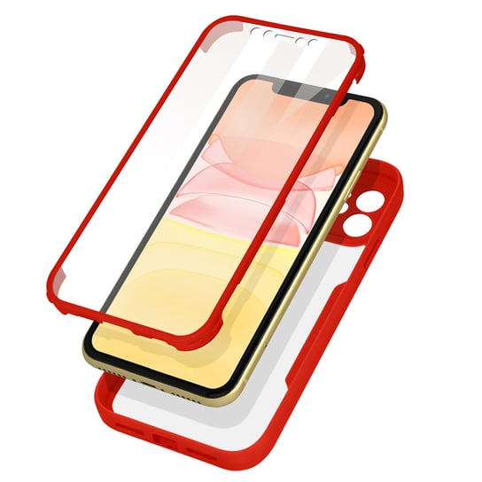 Etui na iPhone 11 Plexiglas Tył i polimerowy przód Wzmocnione rogi czerwone Avizar