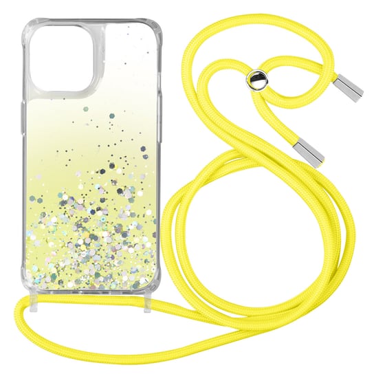 Etui na iPhone 11 Pro Max Sequined Back With Removable Strap - żółty gradient Avizar