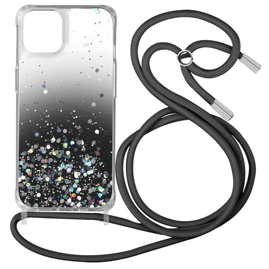 Etui na iPhone 12 Pro Max Sequined Back With Removable Strap - czarny gradient Avizar