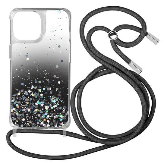 Etui na iPhone 13 Pro Max Sequined Back With Removable Strap - czarny gradient Avizar