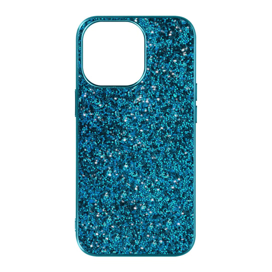Etui na iPhone 13 Pro Max Sztywne Glitter Design Relief Finish Antypoślizgowe niebieskie Avizar