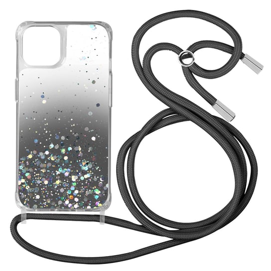 Etui na iPhone 13 Sequined Back With Removable Strap - czarny gradient Avizar
