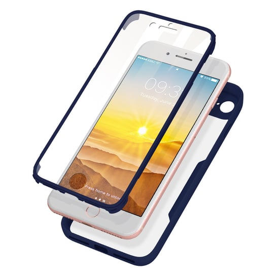 Etui na iPhone 7 / 8 / SE 2020 Plexiglas Back i Polymer Front ciemnoniebieskie Avizar