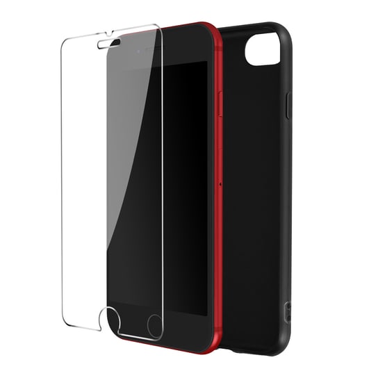 Etui na iPhone 7/8/SE 2020/SE 2022 Miękkie czarne i szkło hartowane 9H Clear Avizar
