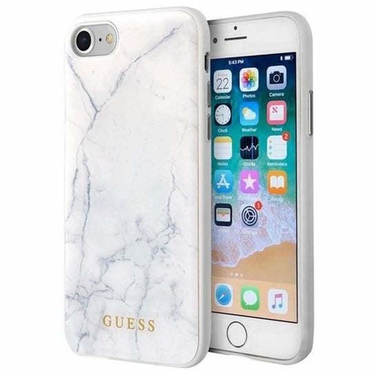 Etui na iPhone 8/7 GUESS Marble Tempered Glass Hardcase GUESS