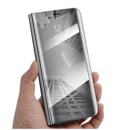 Etui na Samsung Galaxy A50, Flip Clear View z klapką, srebrny EtuiStudio
