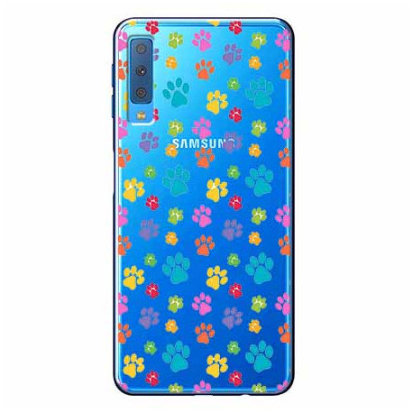 Etui na Samsung Galaxy A7 2018, Kolorowe psie łapki EtuiStudio