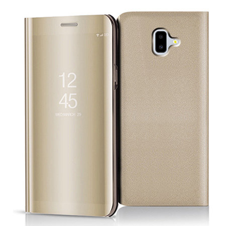 Etui na Samsung Galaxy J4 Plus - Flip Clear View z klapką - Złoty. EtuiStudio