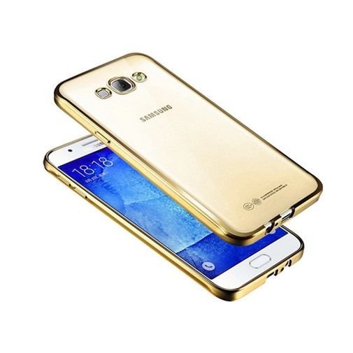 Etui na Samsung Galaxy J5 2016, przezroczyste, silikonowe, platynowane, złoty EtuiStudio