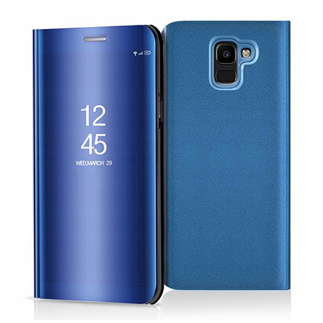 Etui na Samsung Galaxy J6 2018, Flip Clear View z klapką, niebieski EtuiStudio