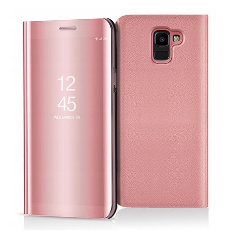 Etui na Samsung Galaxy J6 2018, Flip Clear View z klapką, różowy EtuiStudio