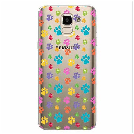Etui na Samsung Galaxy J6 2018, Kolorowe psie łapki EtuiStudio