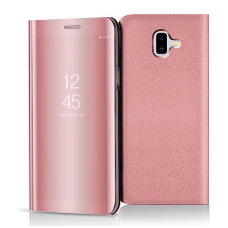 Etui na Samsung Galaxy J6 Plus, Flip Clear View z klapką, różowy EtuiStudio