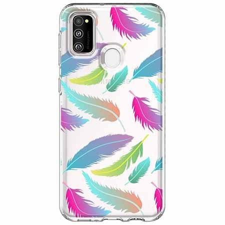 Etui na Samsung Galaxy M21 - Tęczowe piórka. EtuiStudio