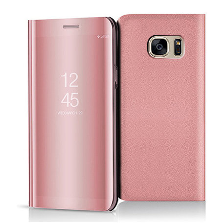 Etui na Samsung Galaxy S7, Flip Clear View z klapką, różowy EtuiStudio