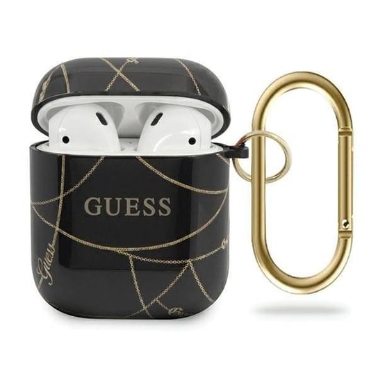 Etui na słuchawki Apple AirPods GUESS GUACA2TPUCHBK cover, czarny/black Gold Chain Collection GUESS