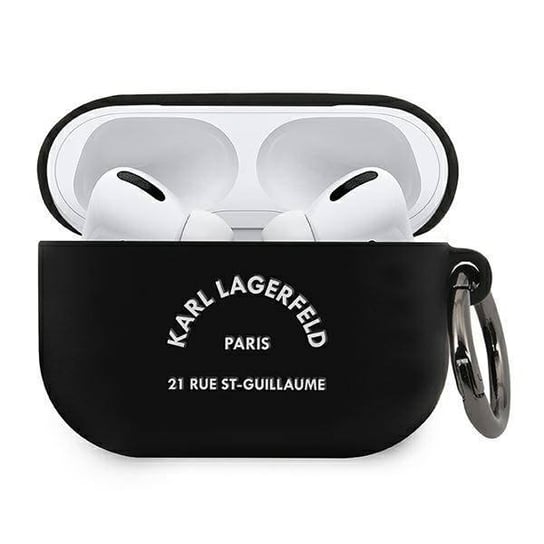 Etui na słuchawki Apple AirPods KARL LAGERFELD KLACAPSILRSGBK Pro, cover, czarny/black Silicone RSG Karl Lagerfeld