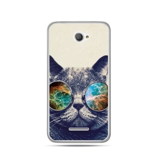 Etui na Sony Xperia E4, kot w tęczowych okularach EtuiStudio