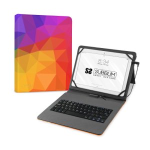 Etui na tablet Subblim z klawiaturą Micro USB – Typ C, Klawiatura hiszpańska, 11 cali, Zamknięcie magnetyczne, Kompatybilne z urządzeniami z systemem Android, Z nadrukiem – Trójkąty Asus