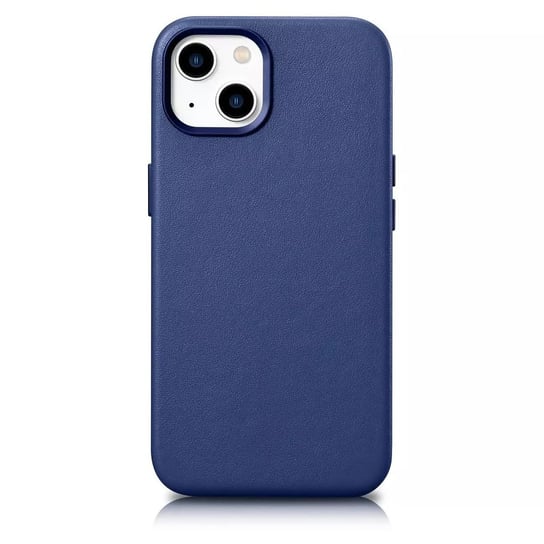 Etui na telefon iCarer Case Leather z naturalnej skóry do iPhone 14 Plus niebieski (kompatybilne z MagSafe) MagSafe