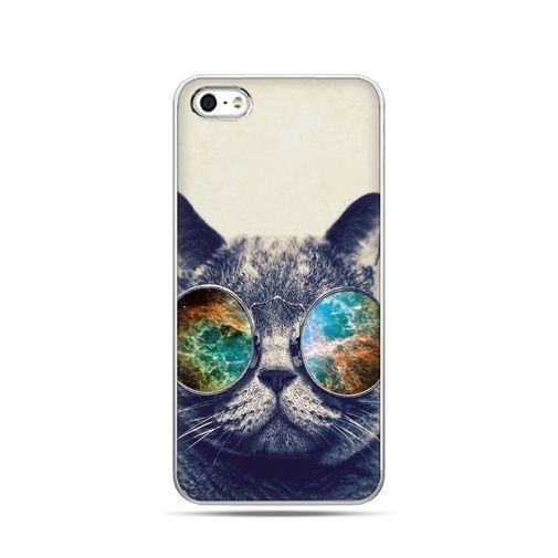 Etui na telefon, iPhone 5, kot w tęczowych okularach EtuiStudio