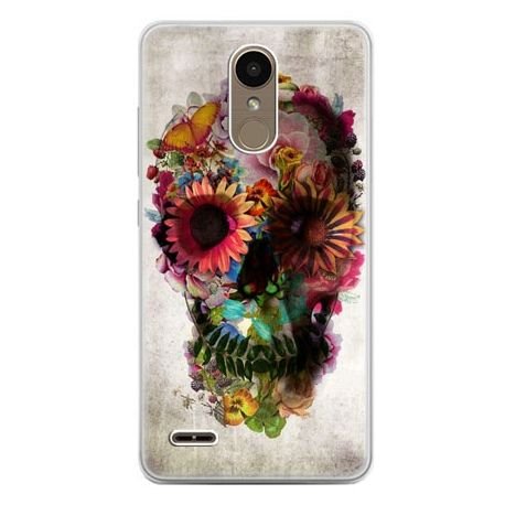 Etui na telefon LG K10 2017, czaszka z kwiatami EtuiStudio