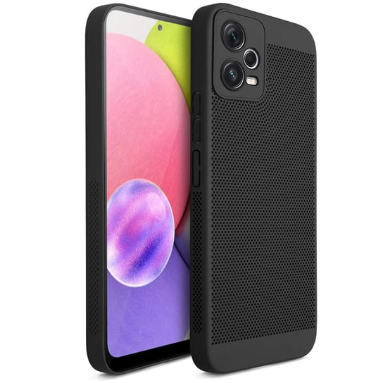 Etui na telefon Moozy VentiGuard do Xiaomi Redmi Note 12 Pro 5G, czarne - Oddychające etui z perforowanym wzorem zapewniającym cyrkulację powietrza, wentylację, etui na telefon MOOZY