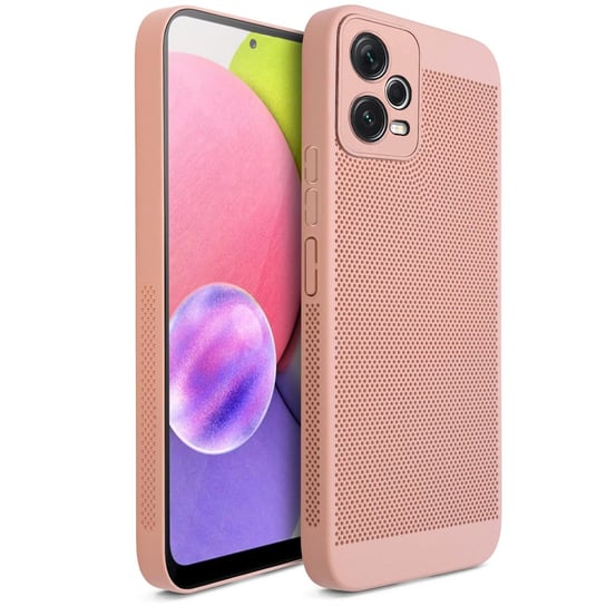 Etui na telefon Moozy VentiGuard do Xiaomi Redmi Note 12 Pro 5G, pastelowy róż - Oddychające etui z perforowanym wzorem zapewniającym cyrkulację powietrza, wentylację, etui na telefon zapobiegające MOOZY