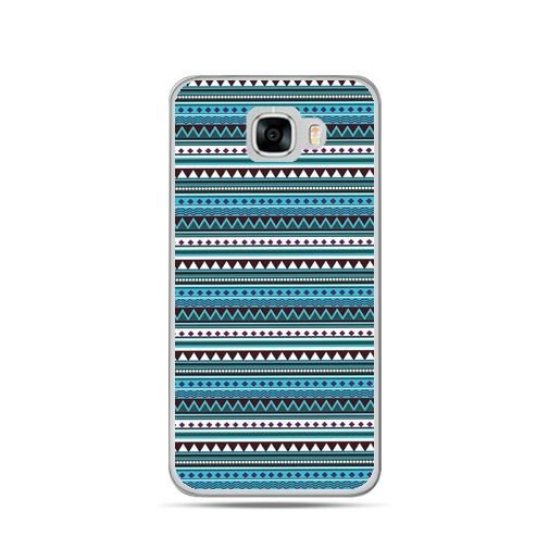 Etui na telefon Samsung Galaxy C7, niebieski wzorek poziomy EtuiStudio