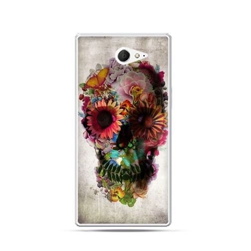 Etui na telefon Sony Xperia M2, czaszka z kwiatami EtuiStudio