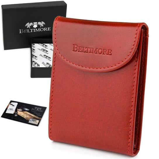 Etui na wizytówki czerwone skórzane okładki portfel Beltimore G90 czerwony Beltimore