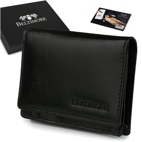 Etui na wizytówki karty czarne skórzane portfel slim Beltimore G94 czarny Beltimore