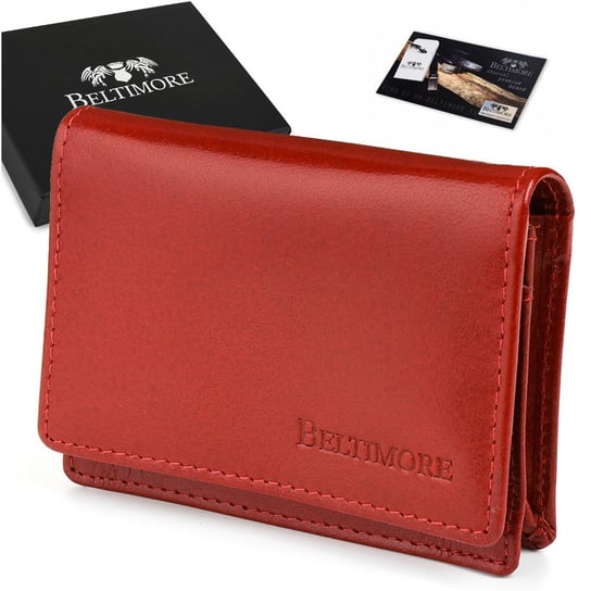 Etui na wizytówki karty czerwone skórzane portfel slim Beltimore G94 czerwony Beltimore